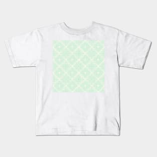 Light Turquoise green granny squares over cream Kids T-Shirt